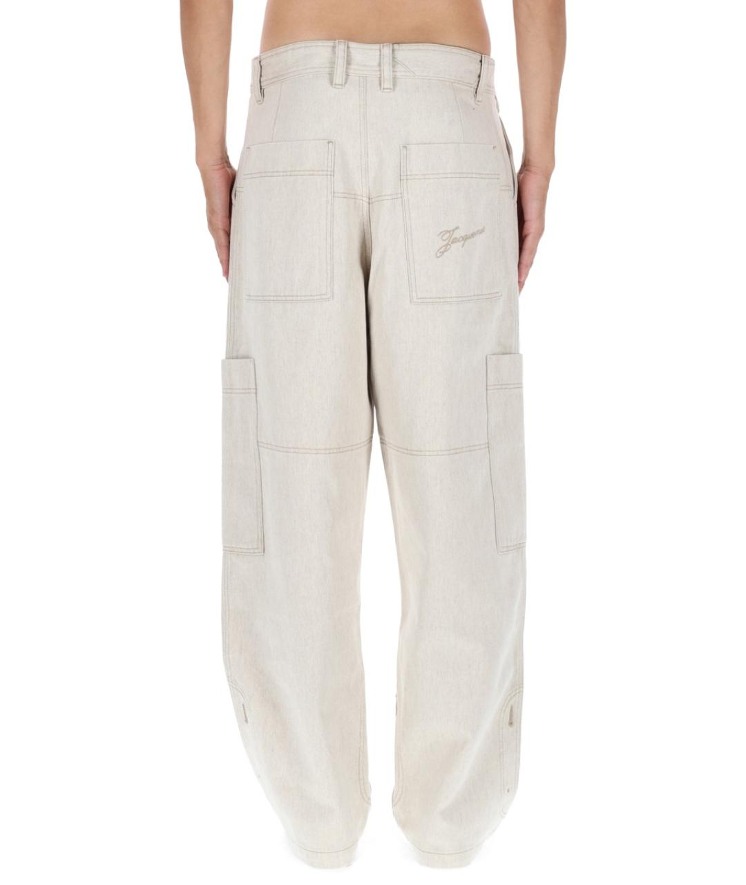 JACQUEMUS Бежевые хлопковые прямые джинсы, фото 5