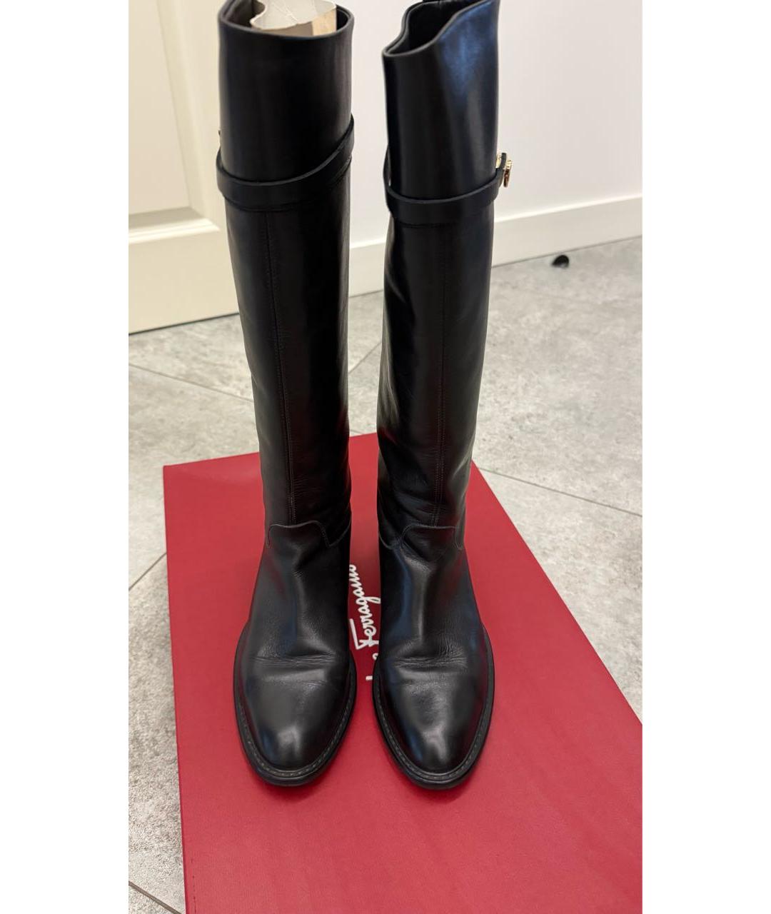 FERRAGAMO Черные кожаные сапоги, фото 2