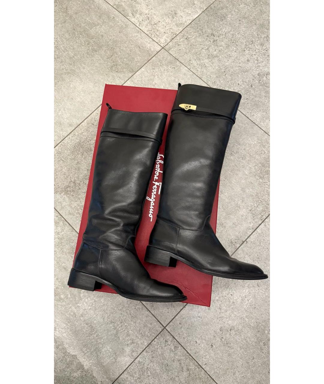 FERRAGAMO Черные кожаные сапоги, фото 7