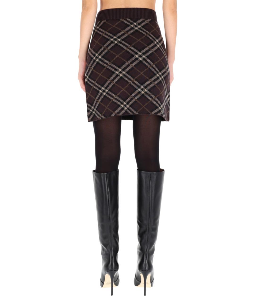 BURBERRY Мульти шерстяная юбка мини, фото 4