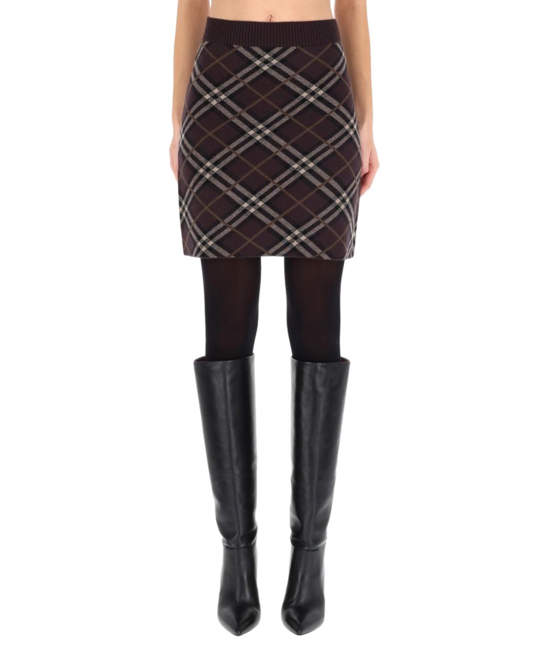 BURBERRY Мульти шерстяная юбка мини, фото 1