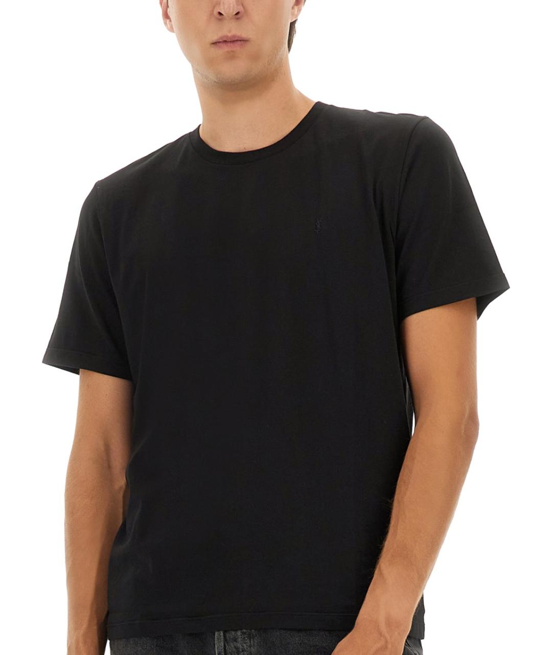 SAINT LAURENT Черная хлопковая футболка, фото 5