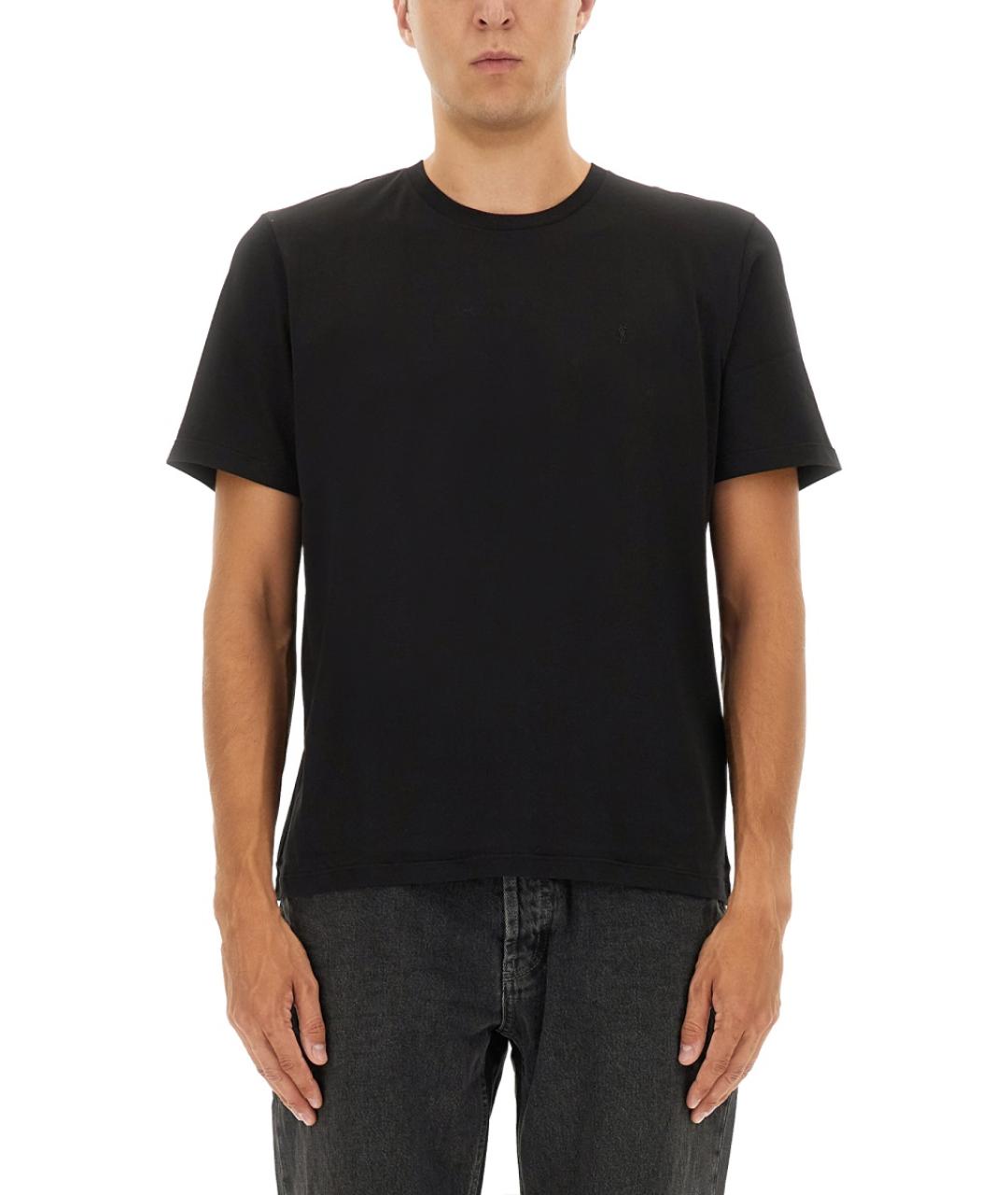 SAINT LAURENT Черная хлопковая футболка, фото 2