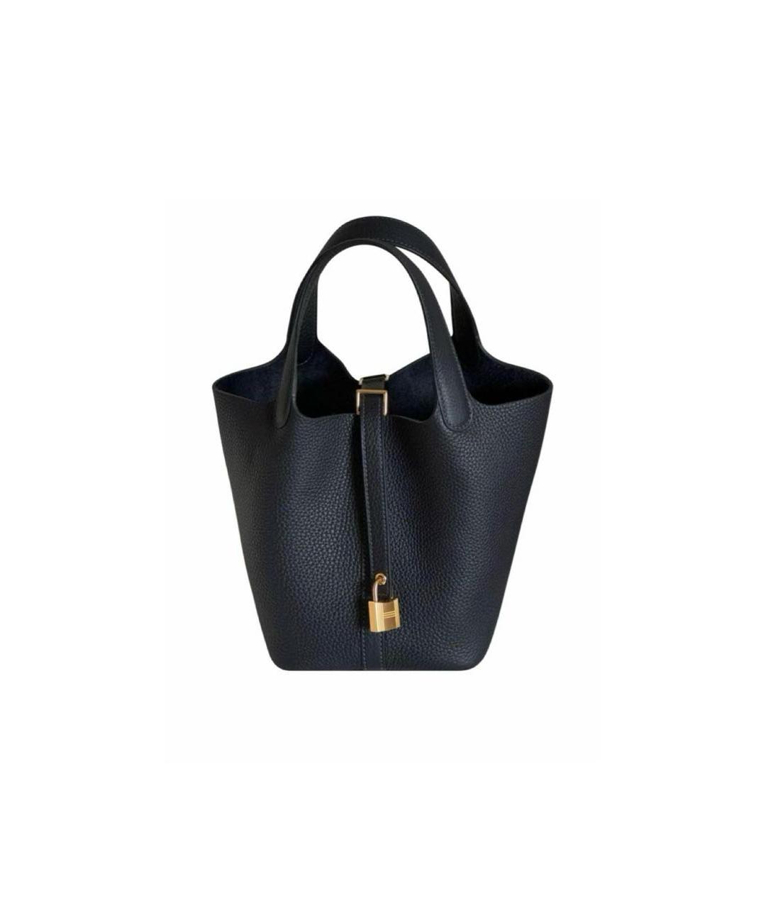 HERMES Черная кожаная сумка с короткими ручками, фото 5