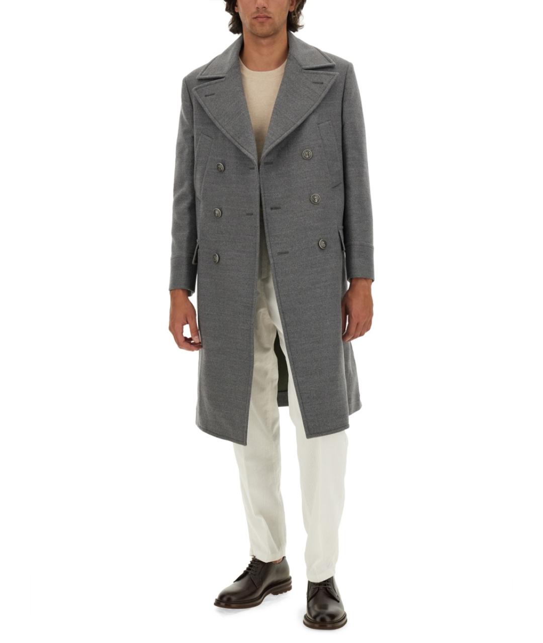 BRUNELLO CUCINELLI Серый шерстяной тренч / плащ, фото 3