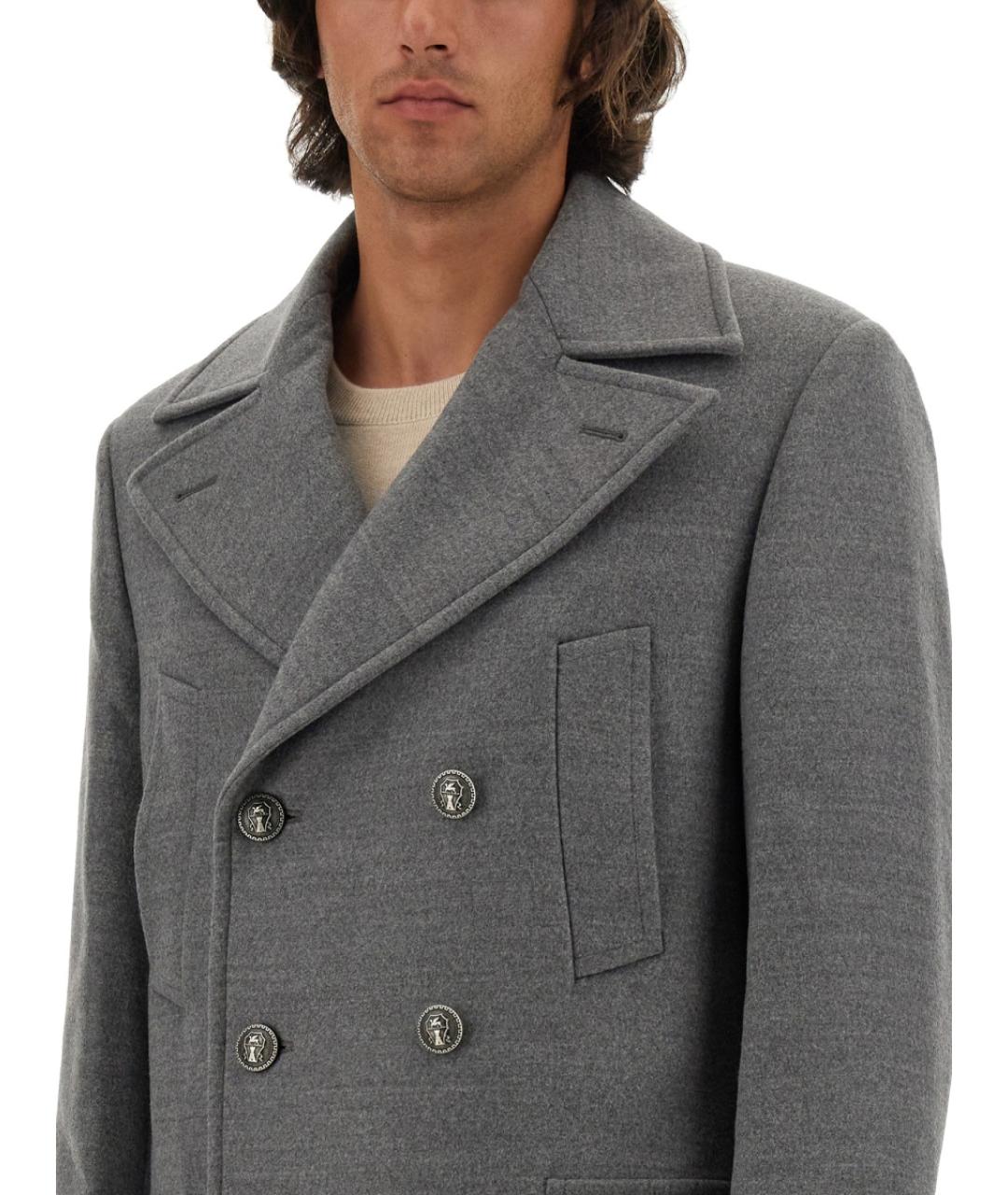 BRUNELLO CUCINELLI Серый шерстяной тренч / плащ, фото 5