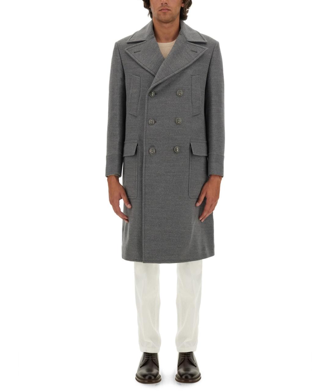 BRUNELLO CUCINELLI Серый шерстяной тренч / плащ, фото 2