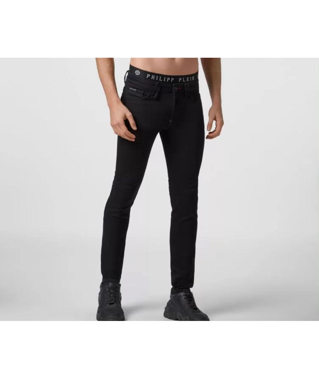 PHILIPP PLEIN Черные хлопко-эластановые джинсы скинни, фото 4