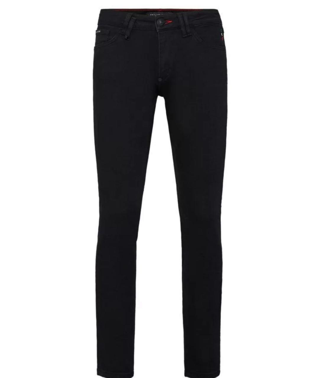 PHILIPP PLEIN Черные хлопко-эластановые джинсы скинни, фото 1