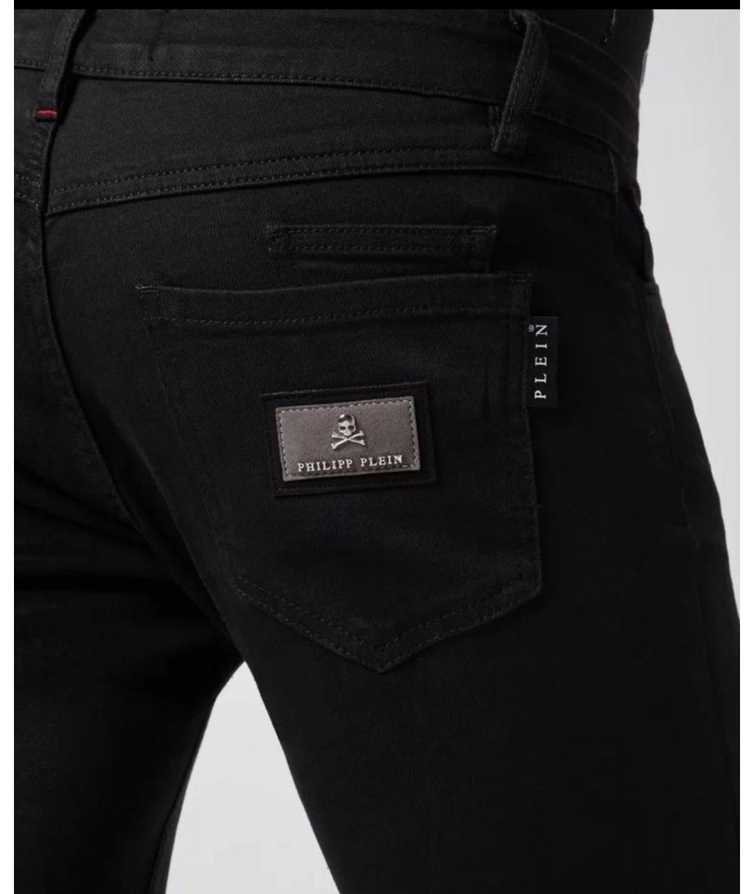 PHILIPP PLEIN Черные хлопко-эластановые джинсы скинни, фото 3