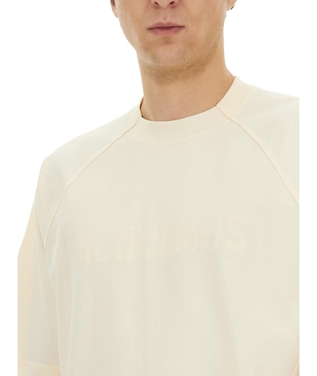 JACQUEMUS Белая хлопковая футболка, фото 4