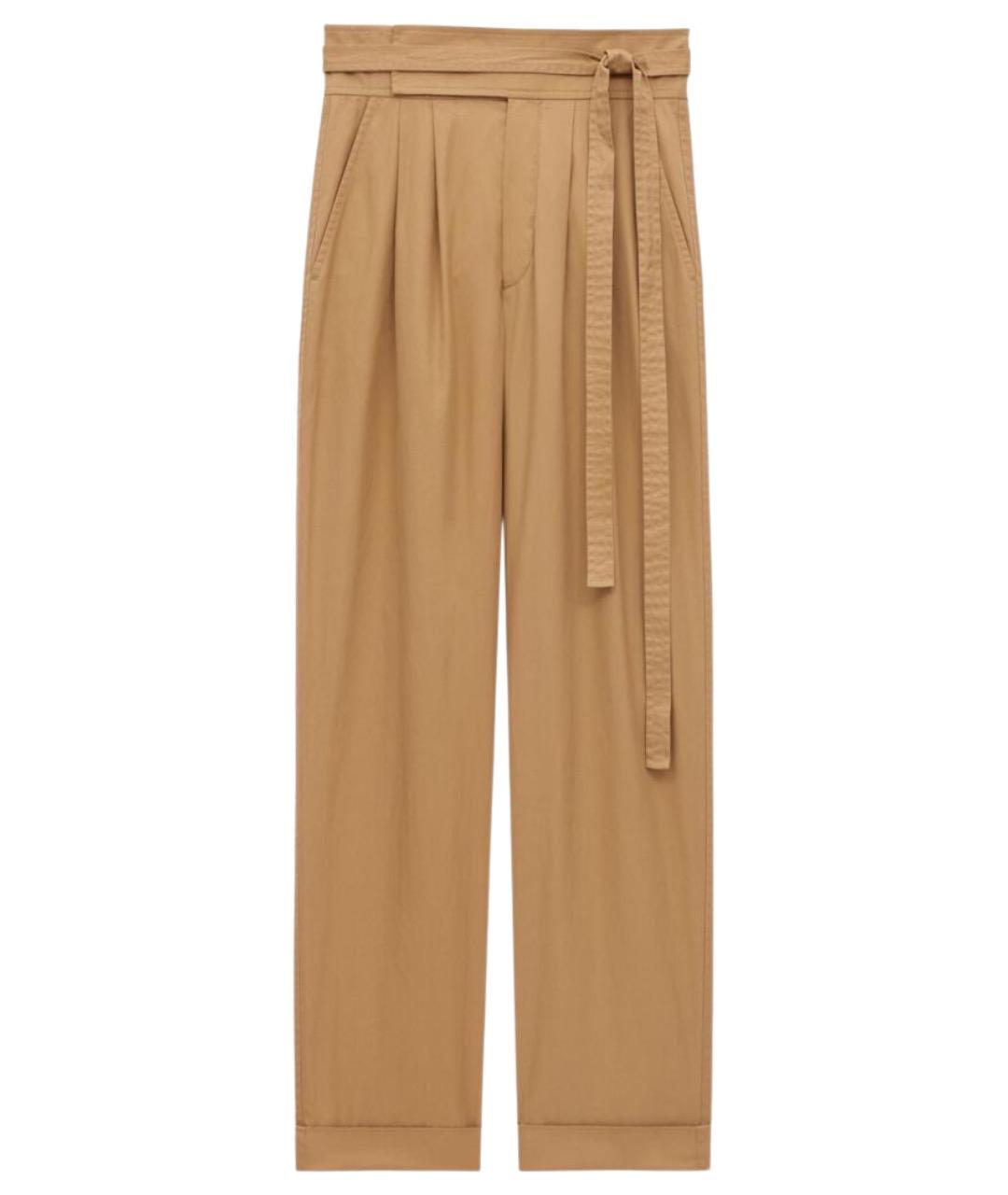 SAINT LAURENT Бежевые хлопковые прямые брюки, фото 1