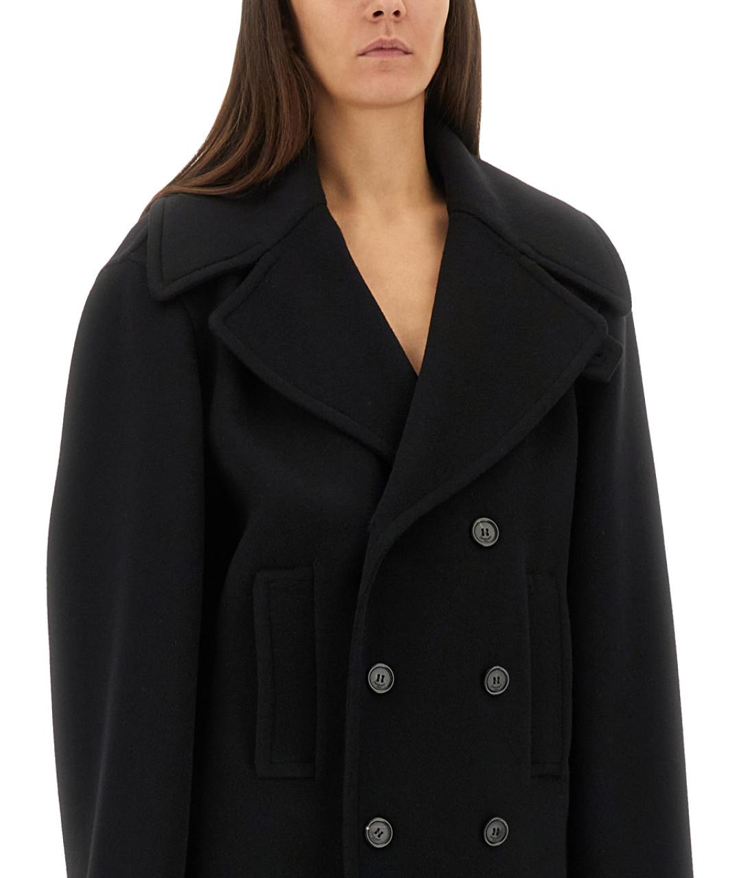 SAINT LAURENT Черное шерстяное пальто, фото 5
