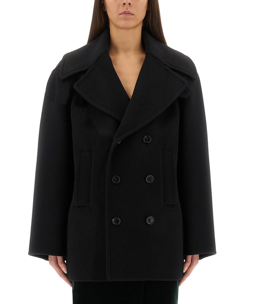SAINT LAURENT Черное шерстяное пальто, фото 2