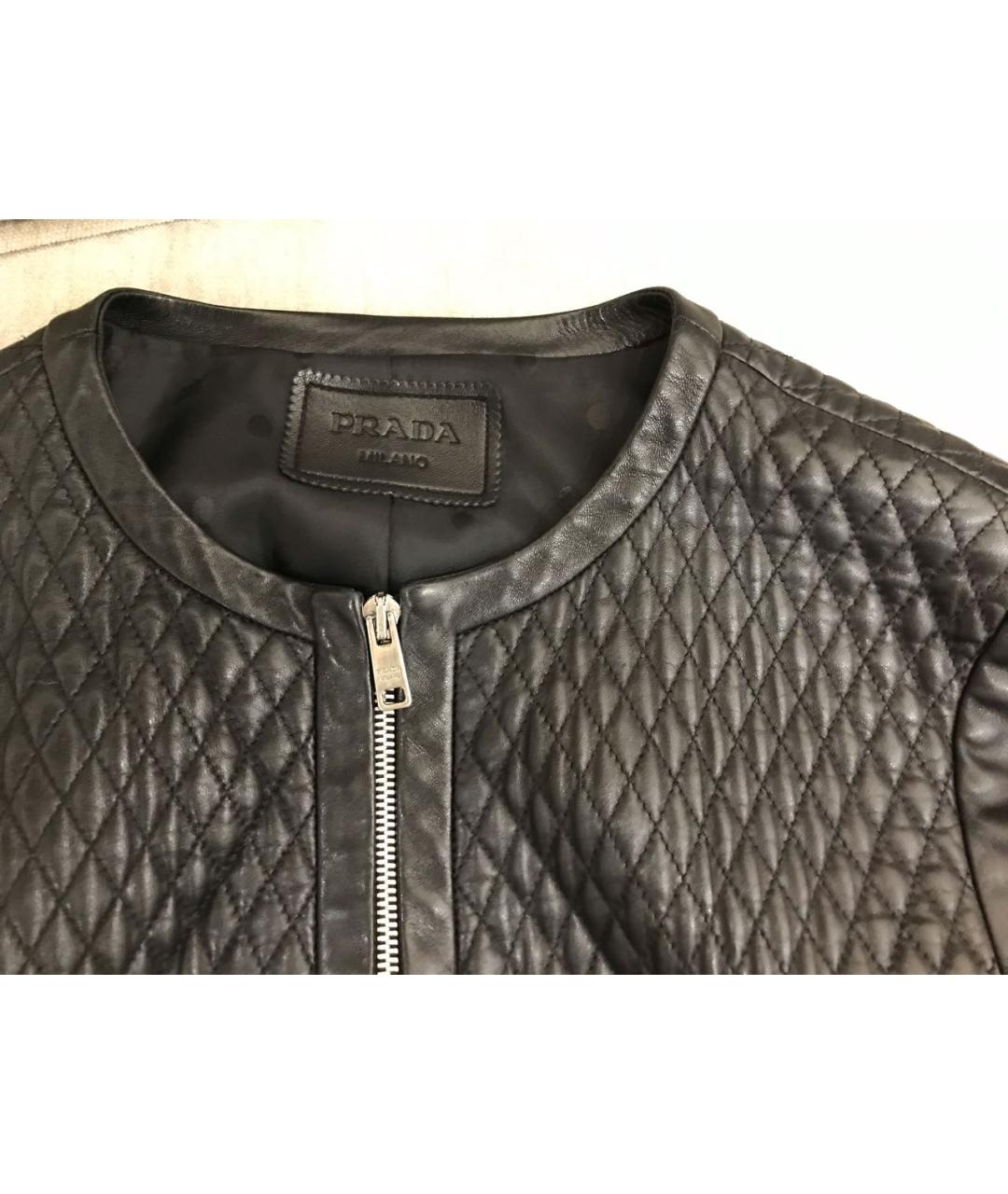 PRADA Черная кожаная куртка, фото 3
