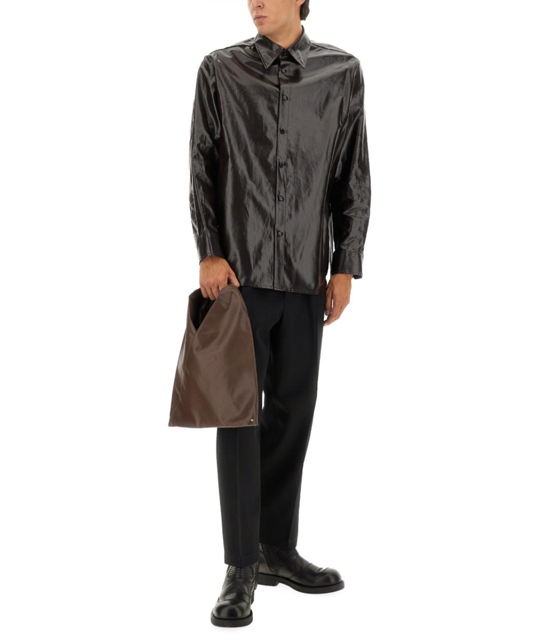 MM6 MAISON MARGIELA Коричневая льняная кэжуал рубашка, фото 3