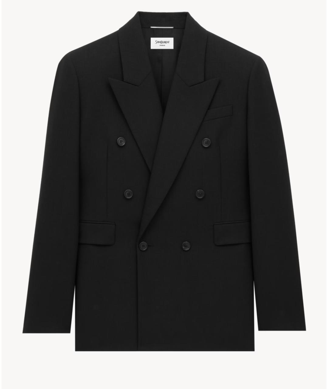 SAINT LAURENT Черный шерстяной пиджак, фото 6
