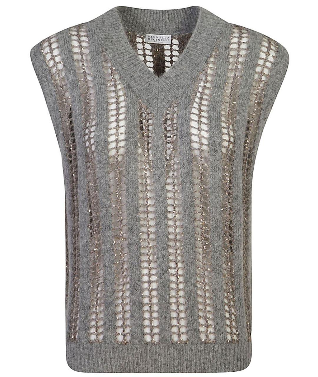 BRUNELLO CUCINELLI Серый шерстяной жилет, фото 1