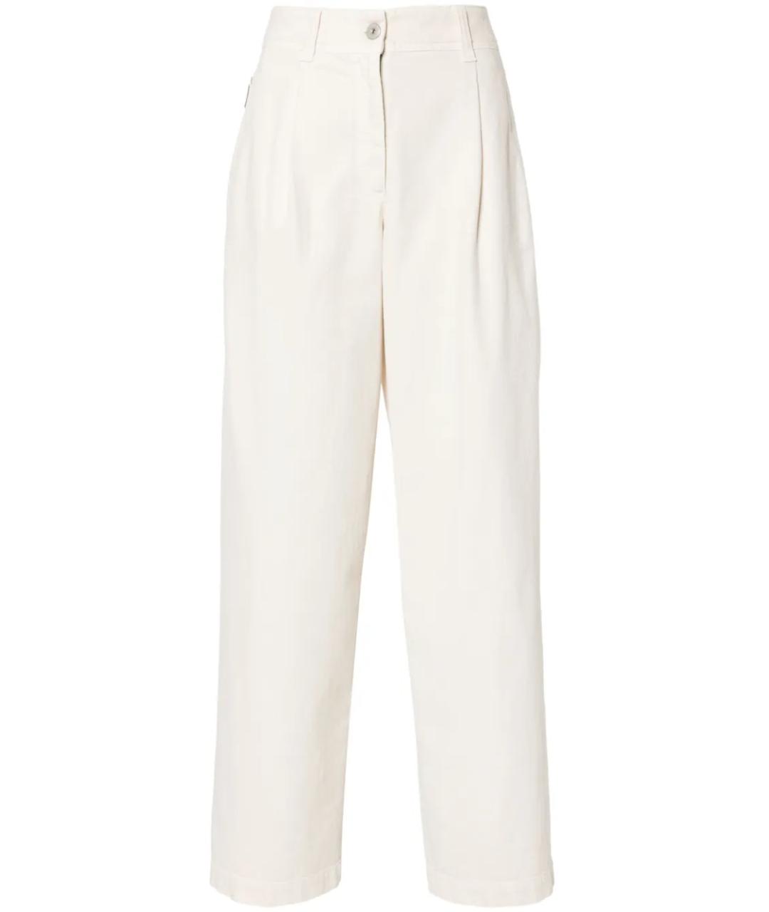 BRUNELLO CUCINELLI Белые хлопко-эластановые прямые джинсы, фото 1