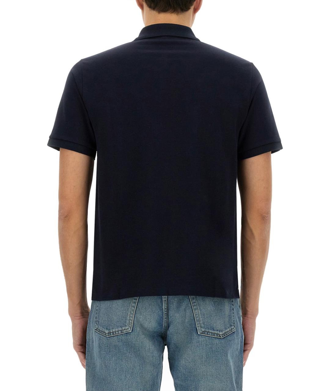 SAINT LAURENT Синее хлопковое поло с коротким рукавом, фото 4