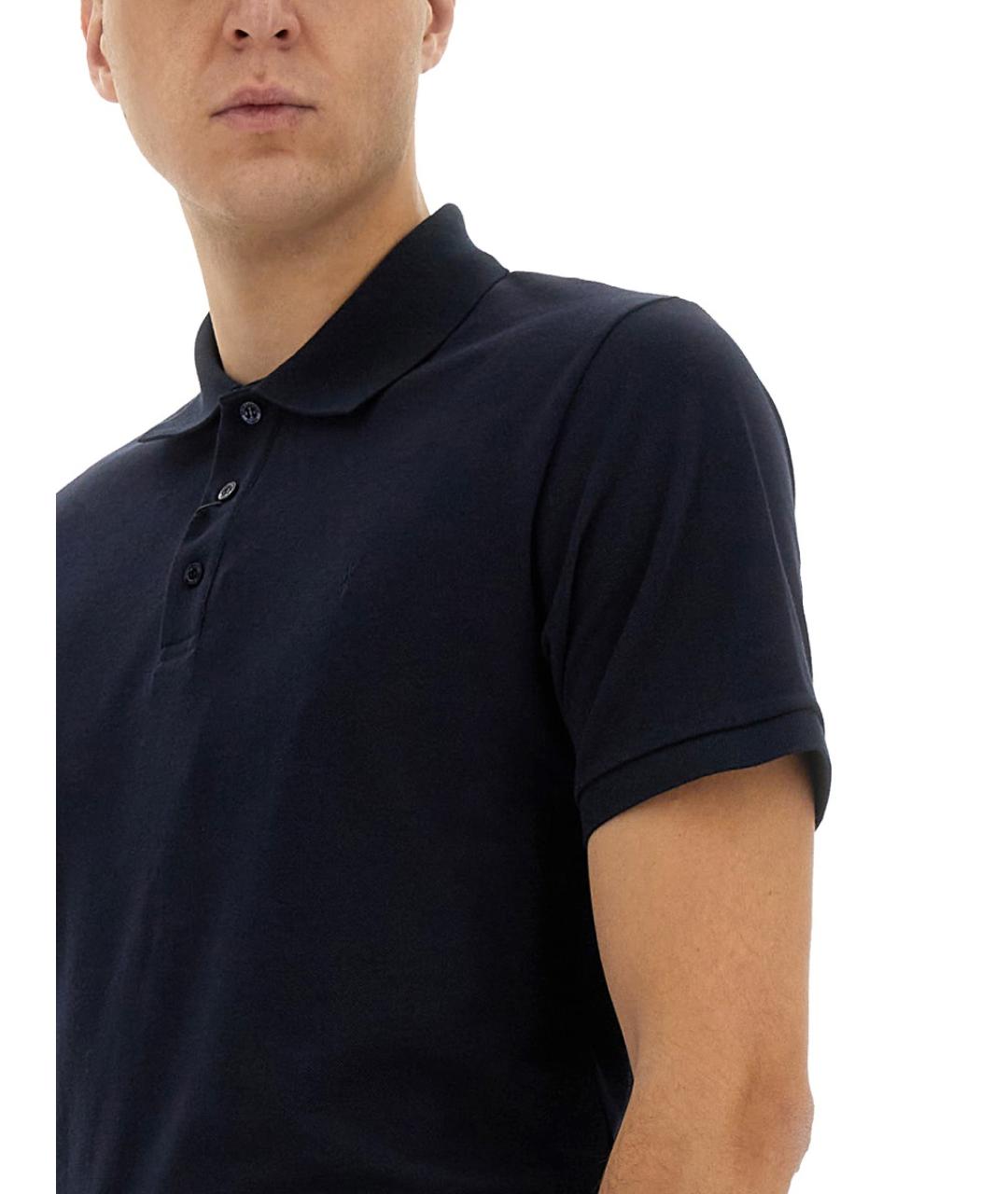 SAINT LAURENT Синее хлопковое поло с коротким рукавом, фото 5