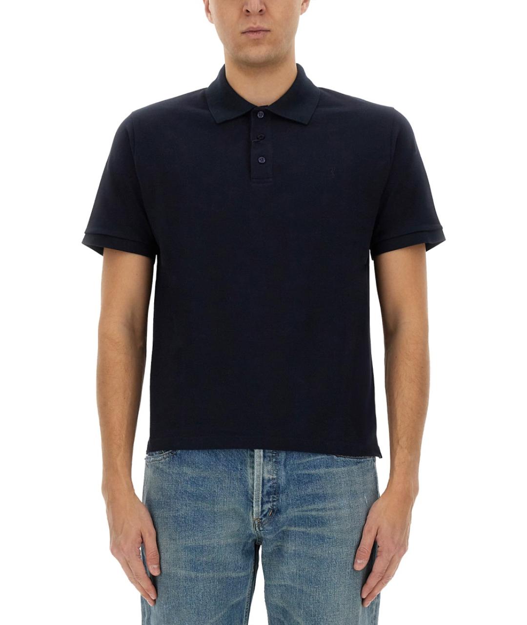 SAINT LAURENT Синее хлопковое поло с коротким рукавом, фото 2
