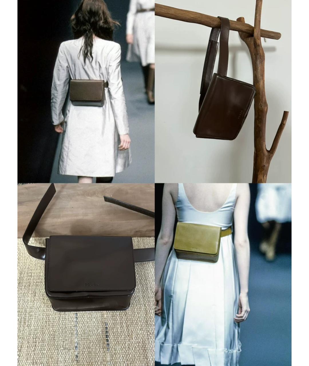 PRADA Коричневая кожаная поясная сумка, фото 9