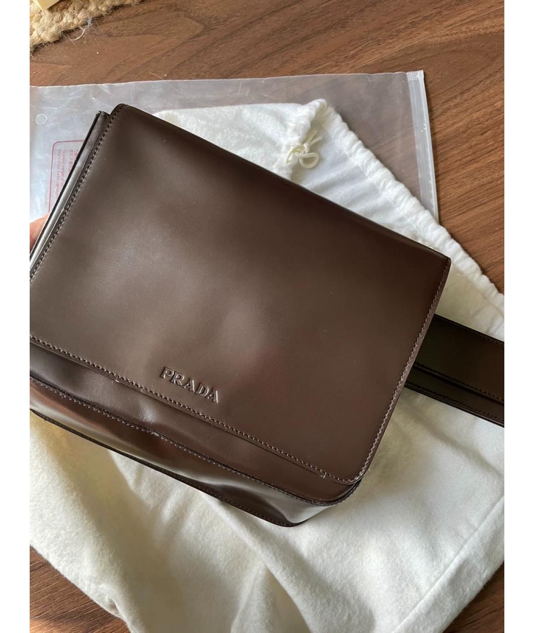 PRADA Коричневая кожаная поясная сумка, фото 5