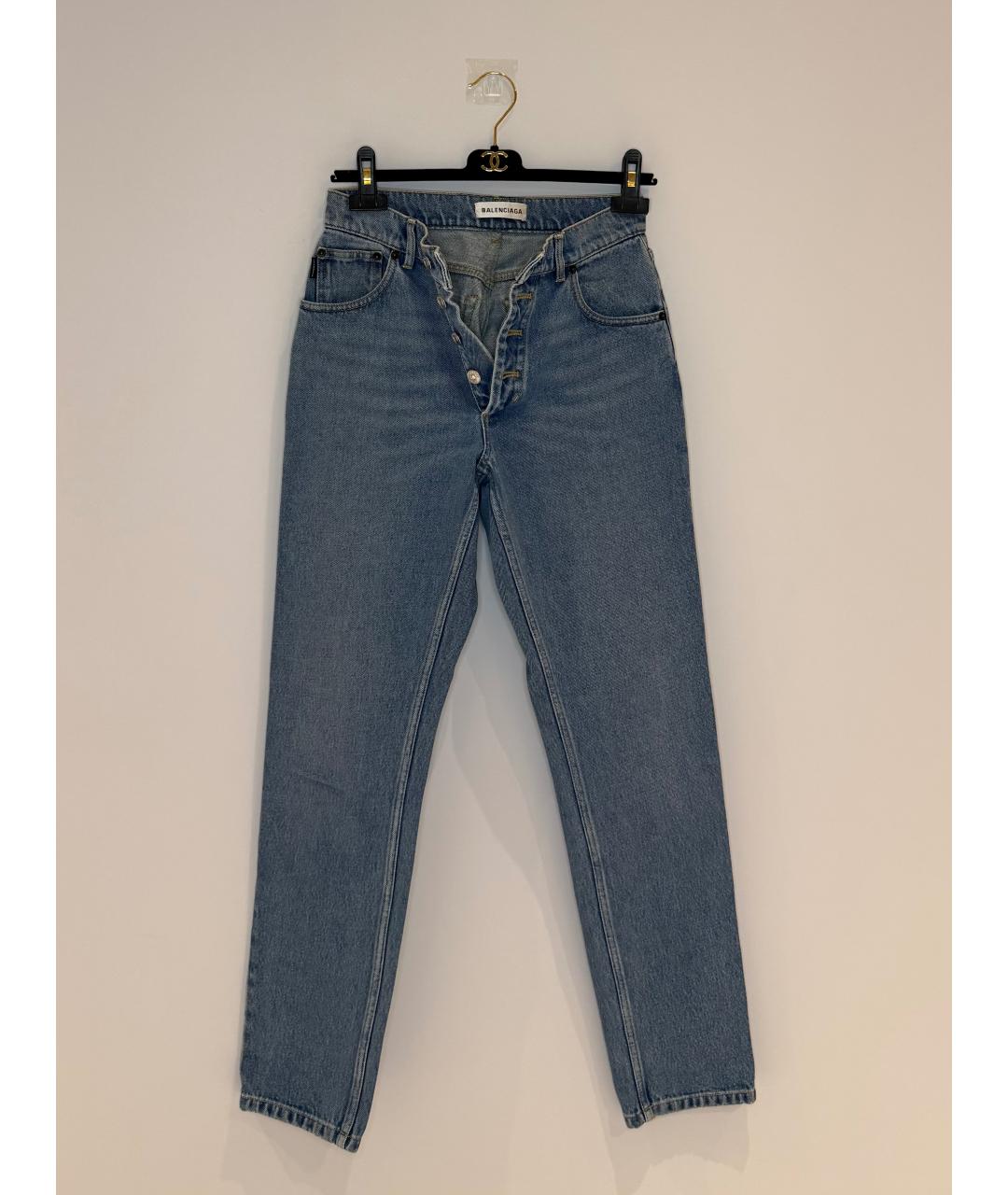 BALENCIAGA Голубые хлопковые прямые джинсы, фото 7