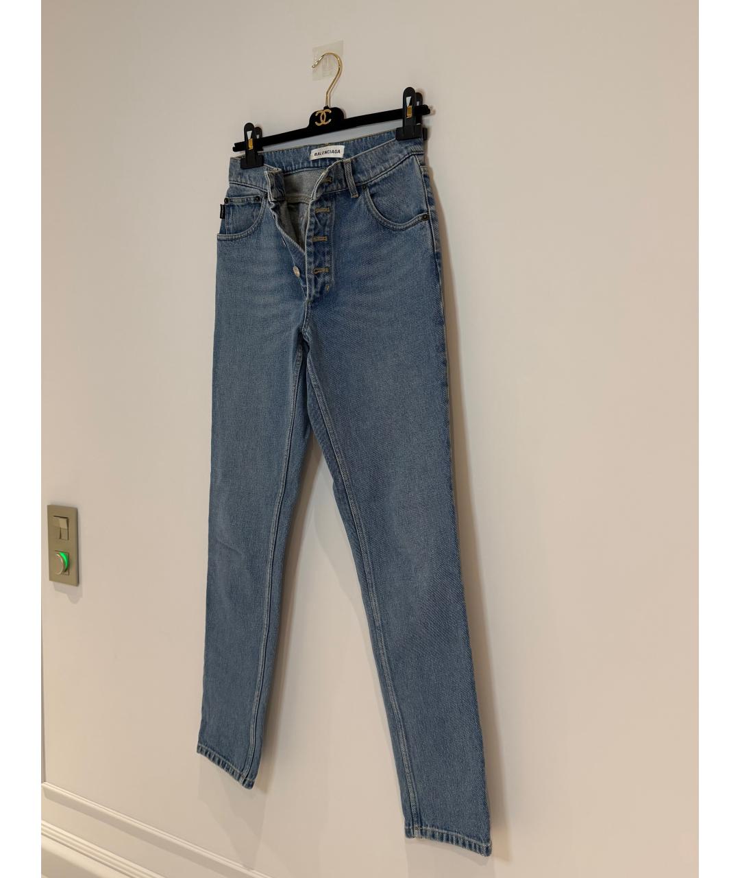 BALENCIAGA Голубые хлопковые прямые джинсы, фото 5