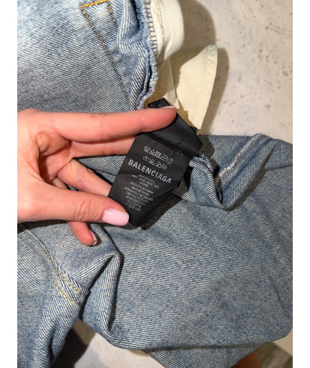 BALENCIAGA Голубые хлопковые прямые джинсы, фото 6