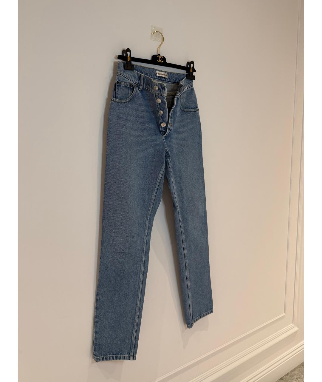 BALENCIAGA Голубые хлопковые прямые джинсы, фото 4