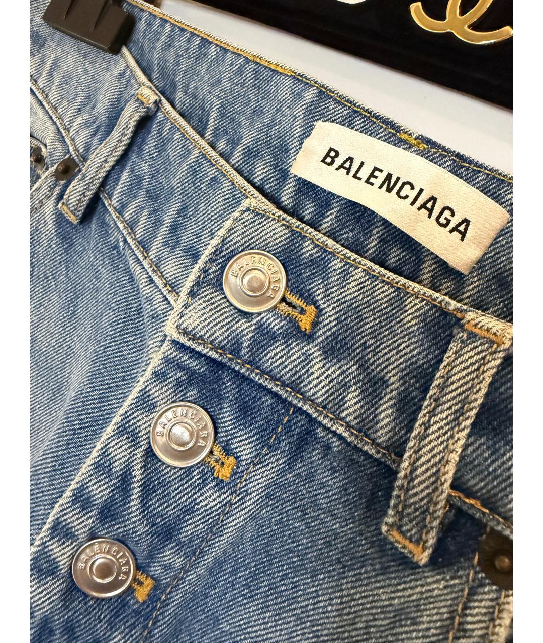 BALENCIAGA Голубые хлопковые прямые джинсы, фото 3