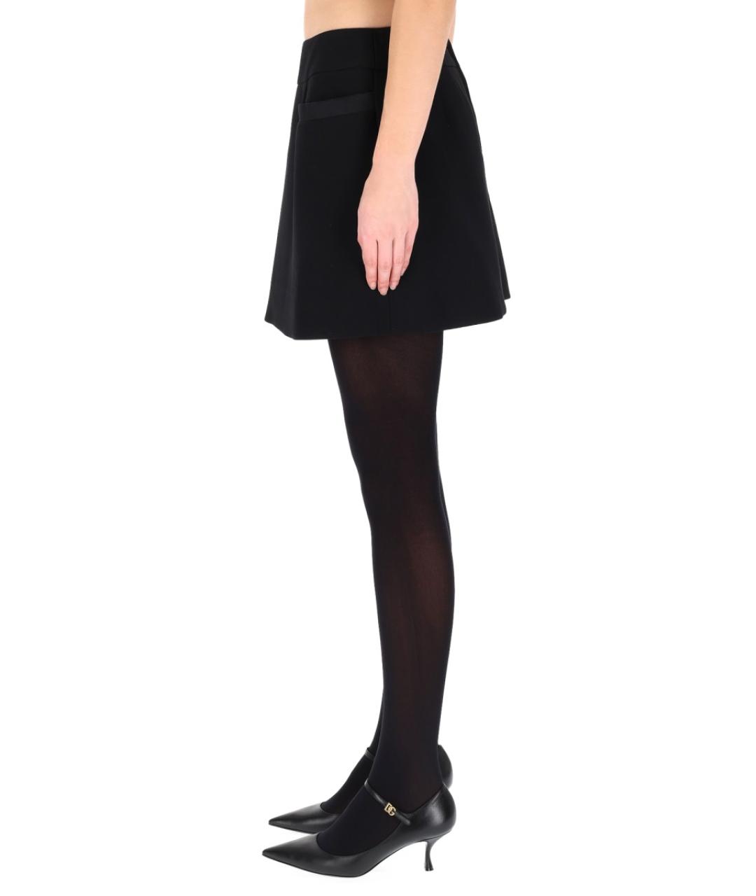 DOLCE&GABBANA Черная шерстяная юбка мини, фото 3