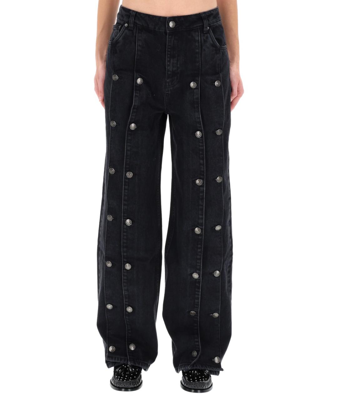 ROTATE Черные хлопковые прямые джинсы, фото 4