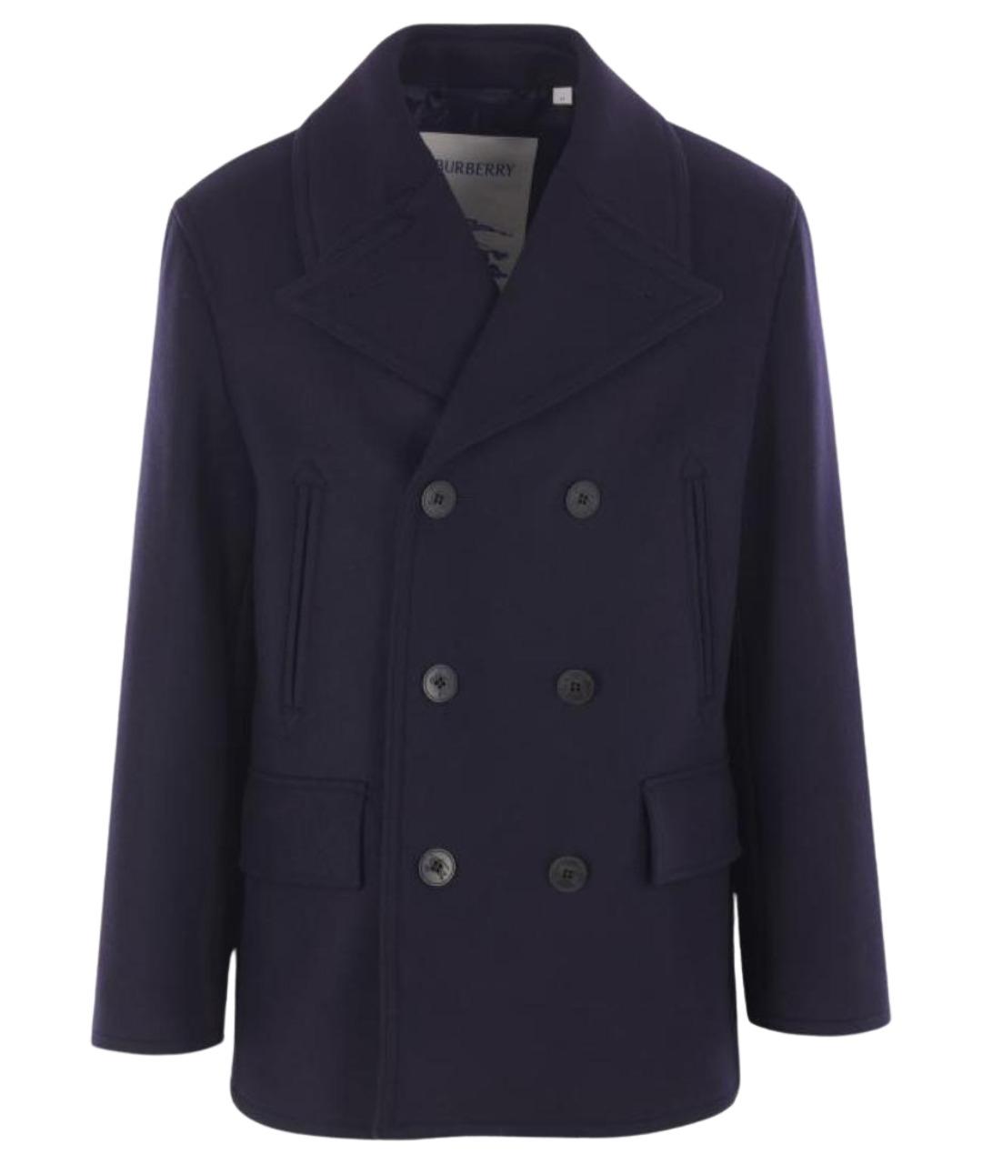 BURBERRY Синее шерстяное пальто, фото 1