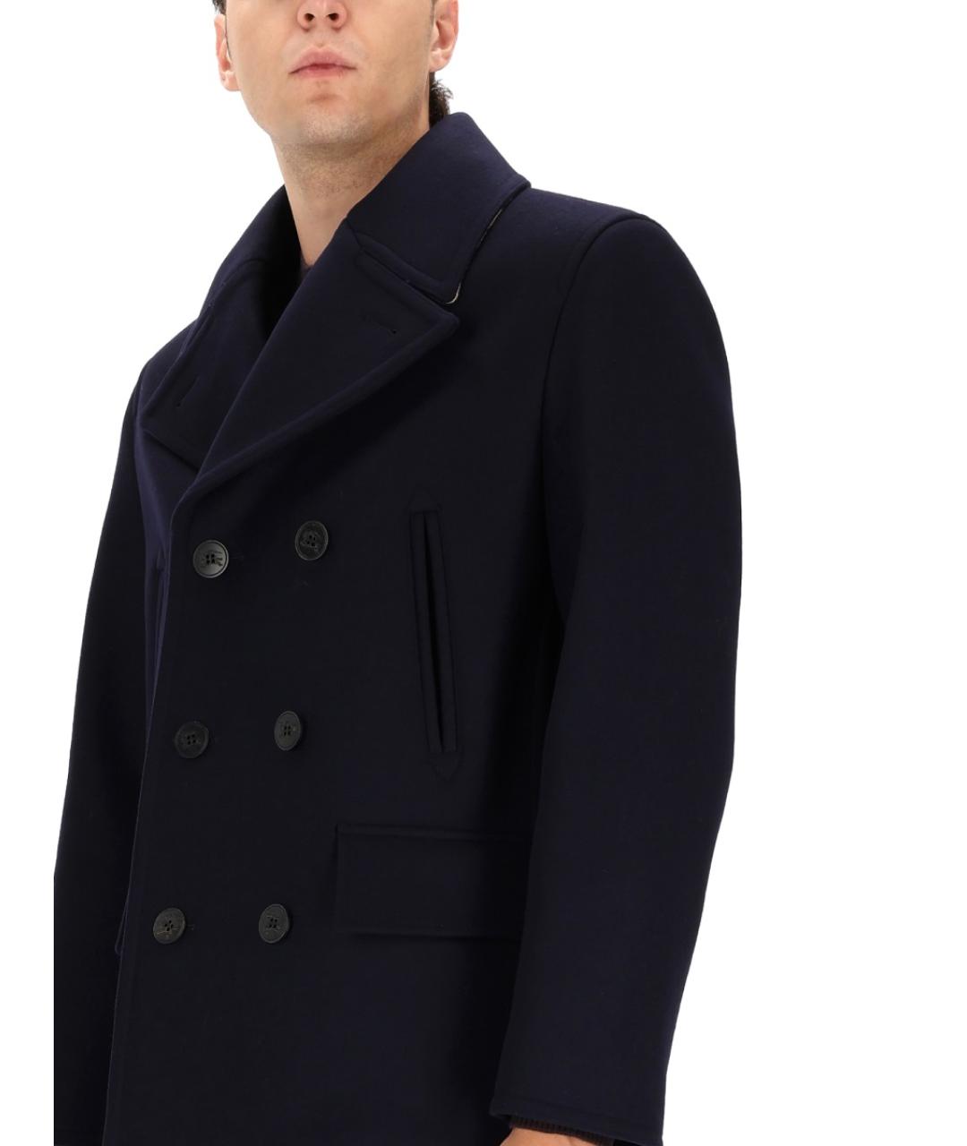 BURBERRY Синее шерстяное пальто, фото 4