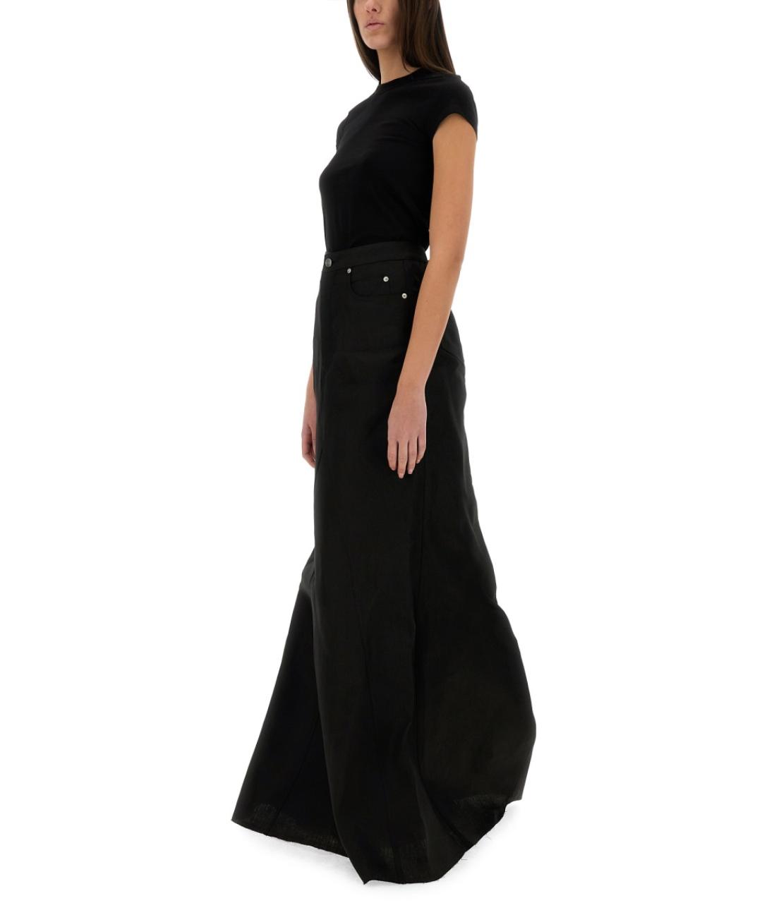 RICK OWENS Черная льняная юбка макси, фото 3