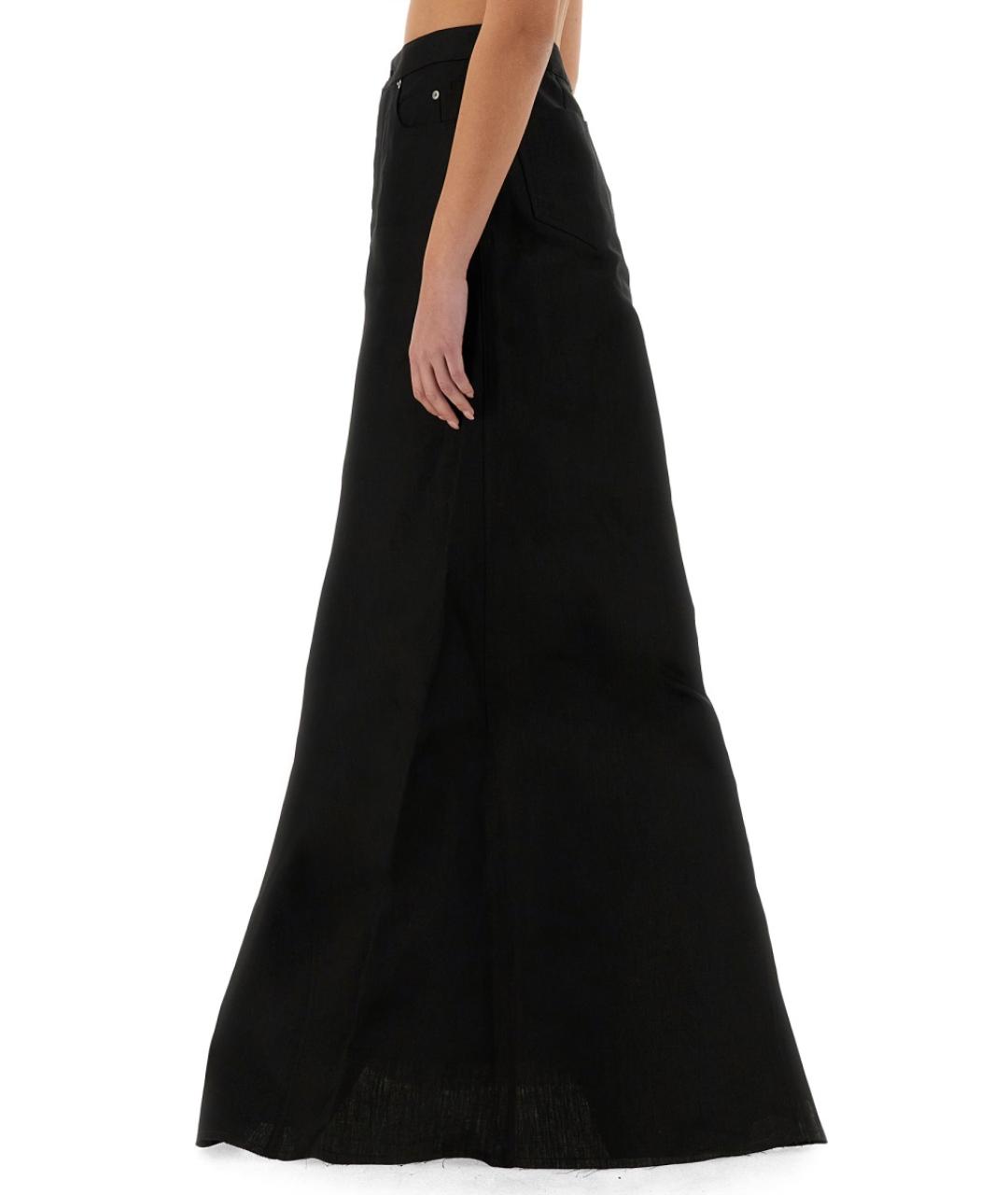 RICK OWENS Черная льняная юбка макси, фото 5