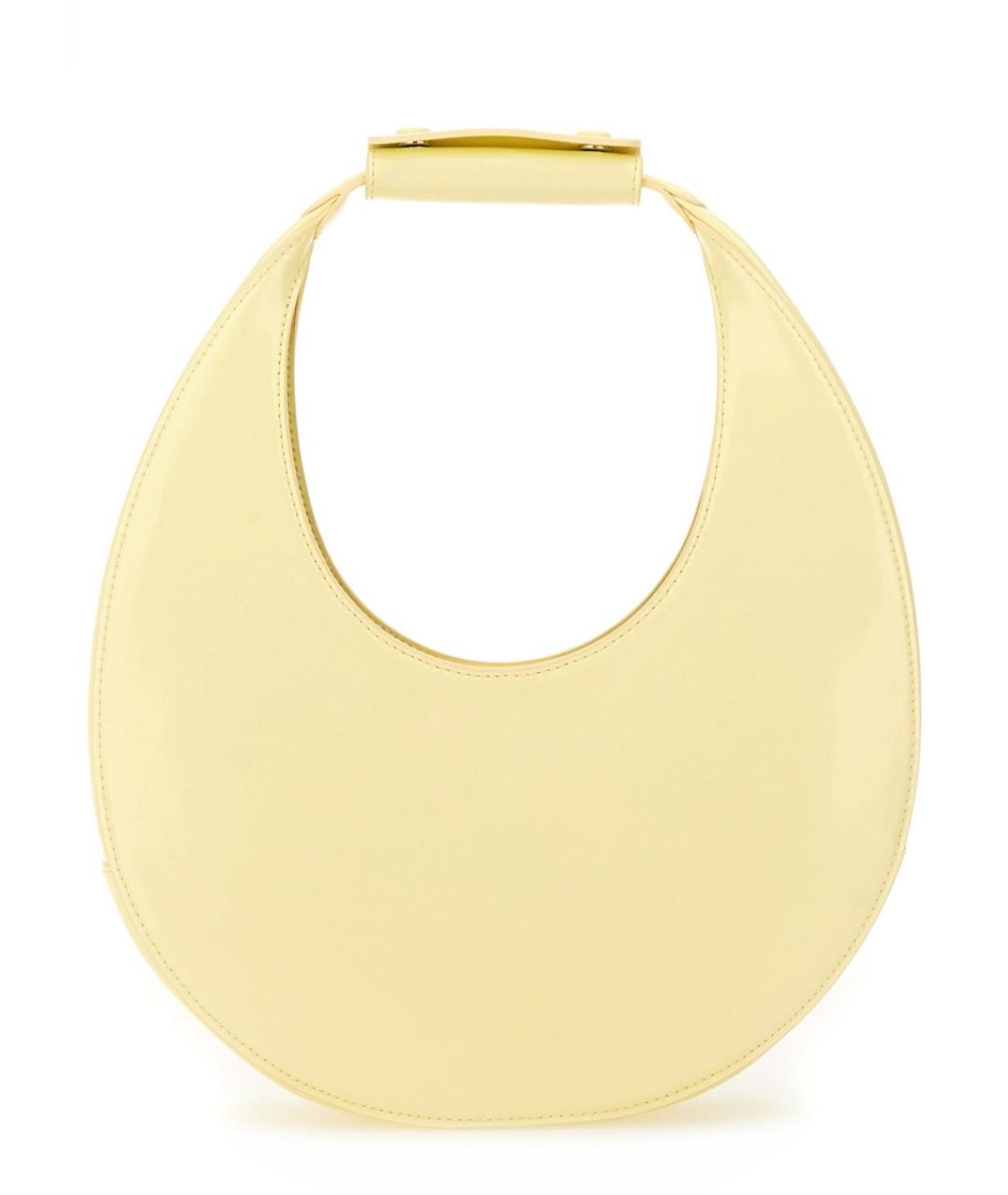 STAUD Желтая кожаная сумка с короткими ручками, фото 2