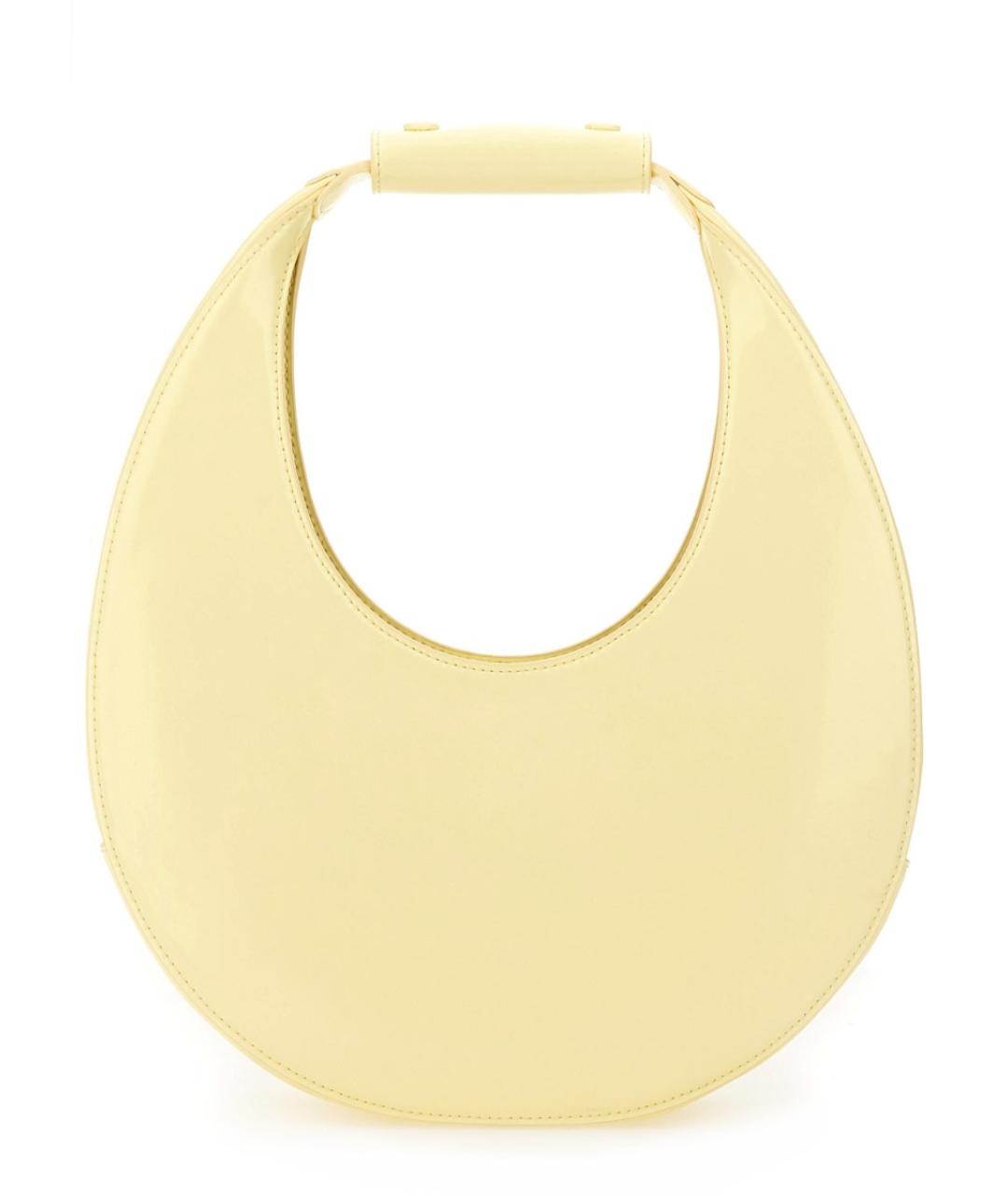 STAUD Желтая кожаная сумка с короткими ручками, фото 1