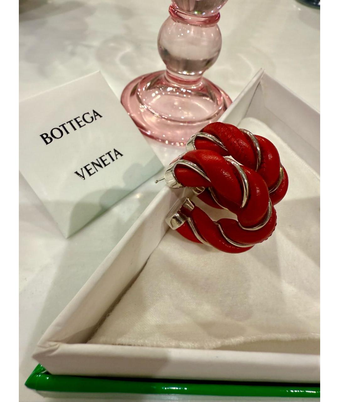 BOTTEGA VENETA Красные серебряные серьги, фото 5