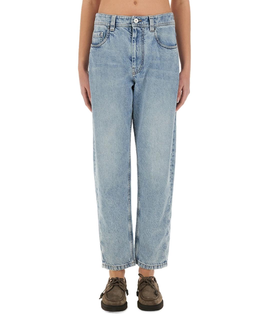 BRUNELLO CUCINELLI Синие хлопковые прямые джинсы, фото 2