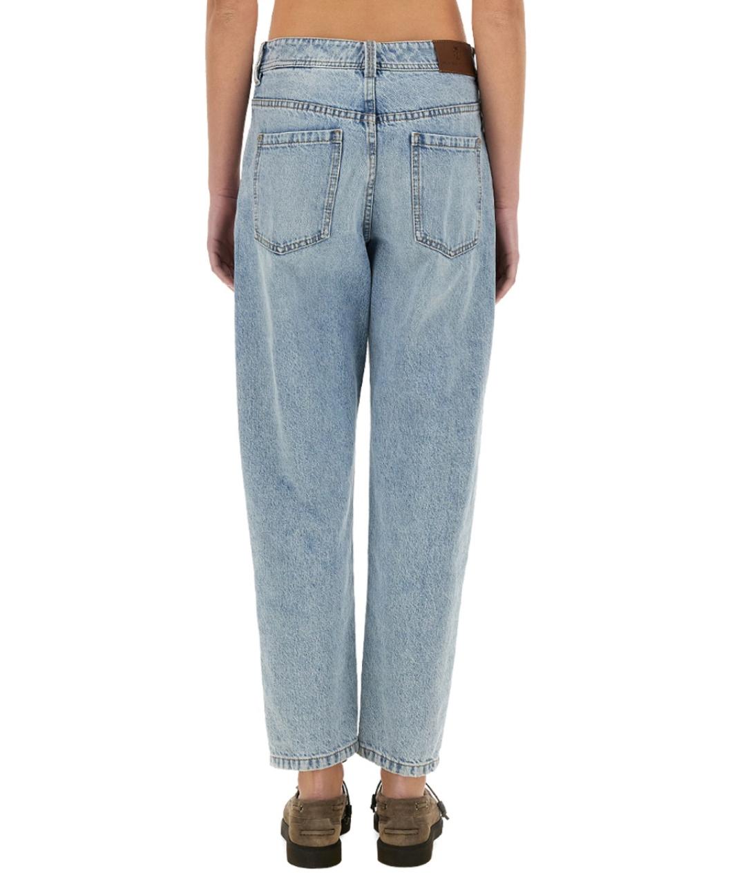 BRUNELLO CUCINELLI Синие хлопковые прямые джинсы, фото 4