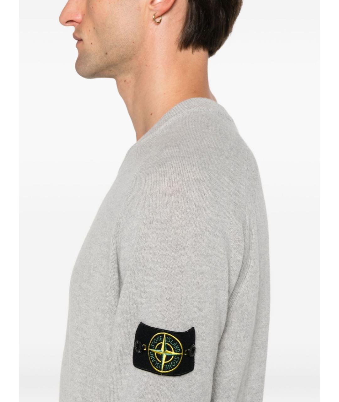 STONE ISLAND Серый шерстяной джемпер / свитер, фото 2