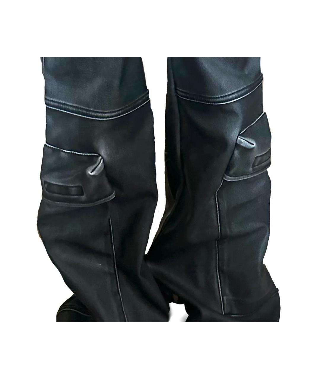 DIESEL Антрацитовые кожаные брюки широкие, фото 8