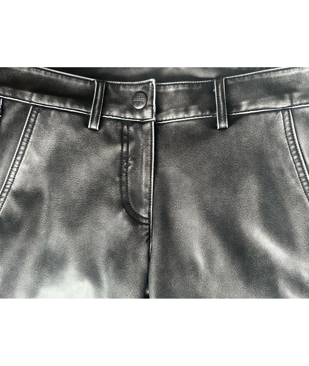 DIESEL Антрацитовые кожаные брюки широкие, фото 3