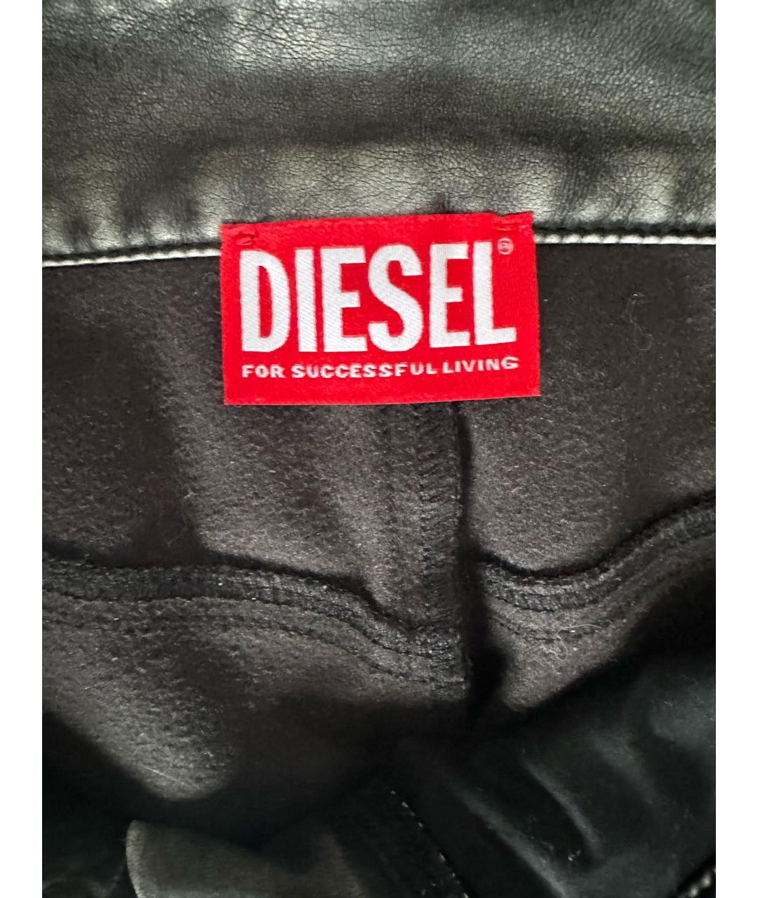 DIESEL Антрацитовые кожаные брюки широкие, фото 4