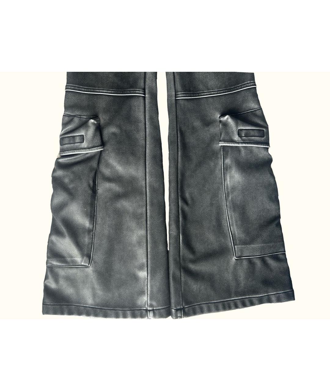 DIESEL Антрацитовые кожаные брюки широкие, фото 7