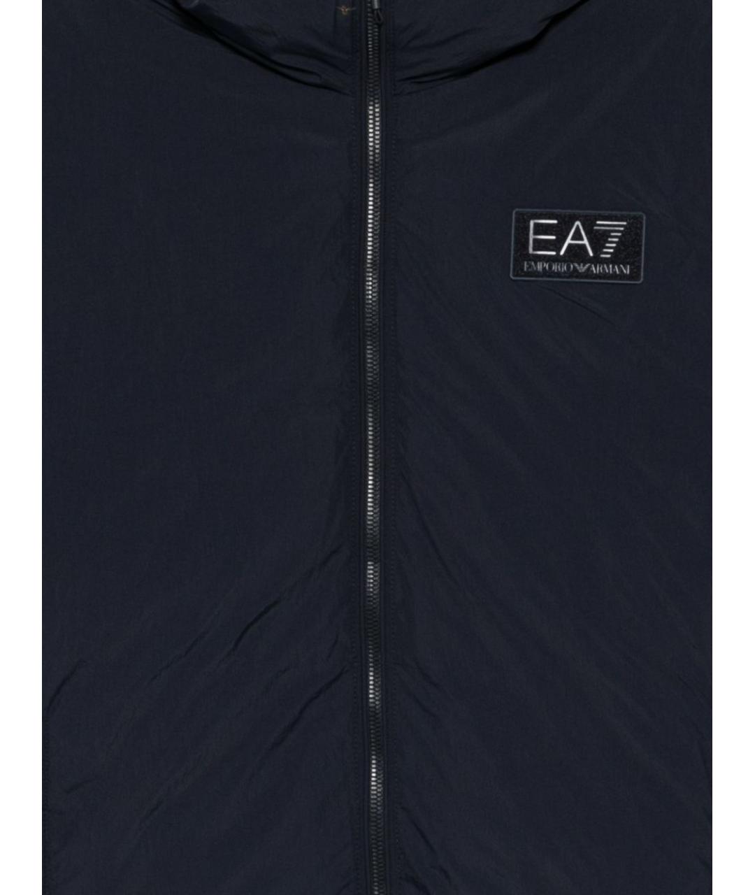 EA7 Синяя полиамидовая куртка, фото 2